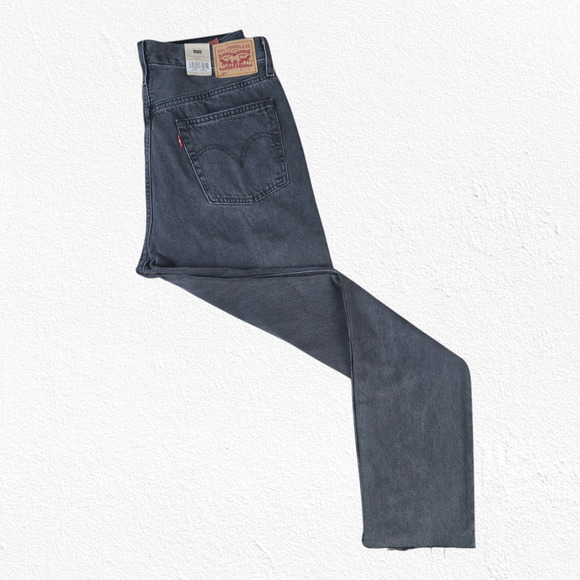 Levi's 501 Washed Black High Waisted Raw Hem Classic Straight Leg Jeans Size 32 - Picture 9 of 11